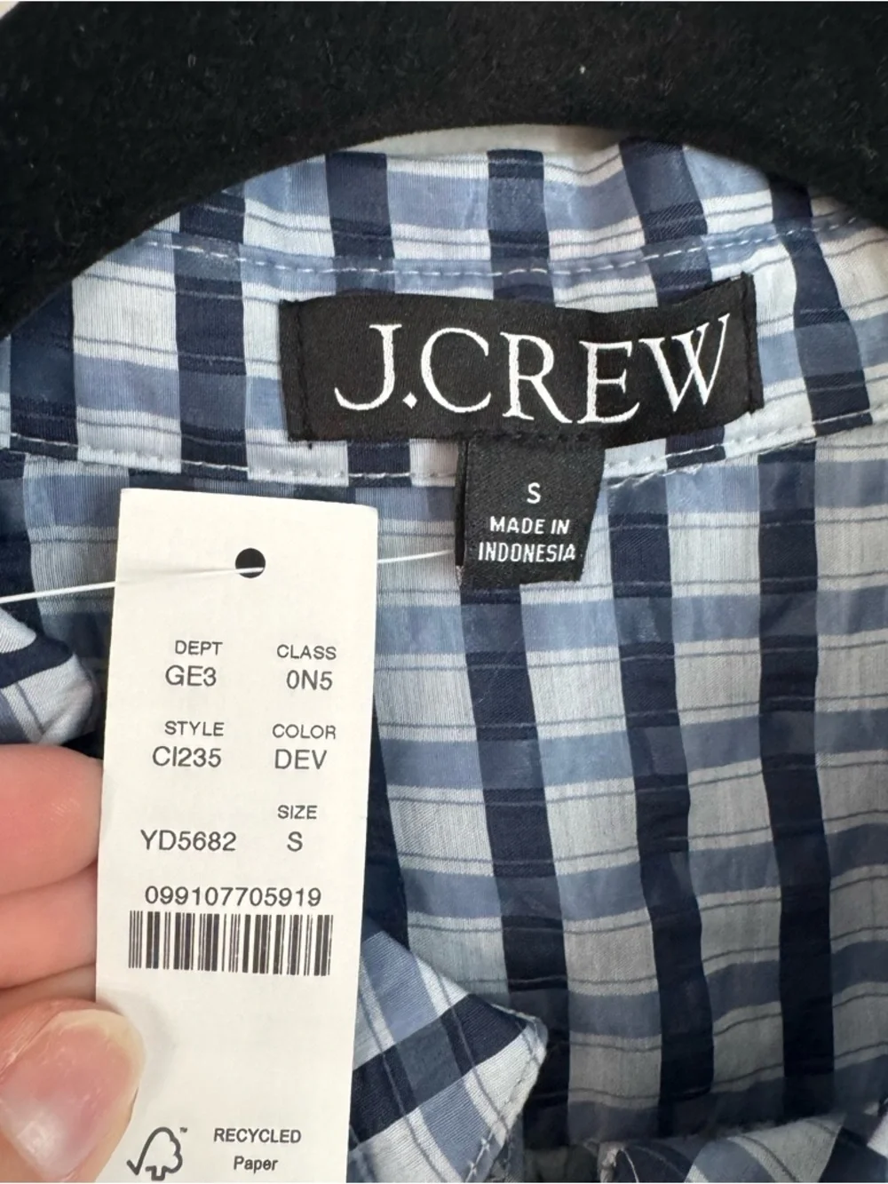 J. Crew Women’s Cap Sleeve Crinkled Tunic Beach Dress in Gingham Print Sz S NWT